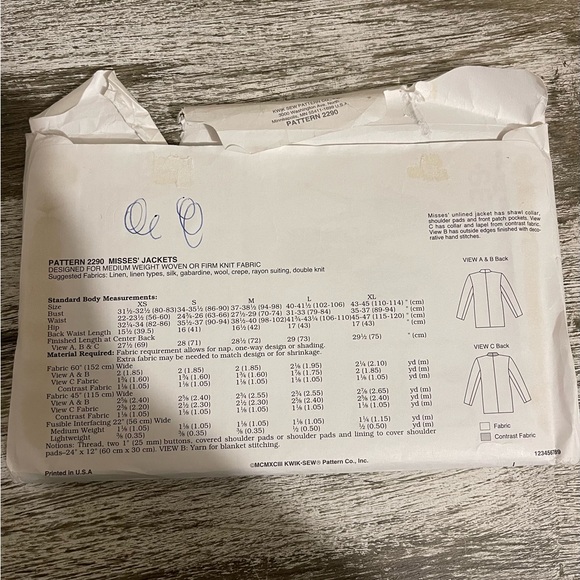 Kwik Sew Pattern 2290 Size Xs-XL Uncut - Picture 2 of 3